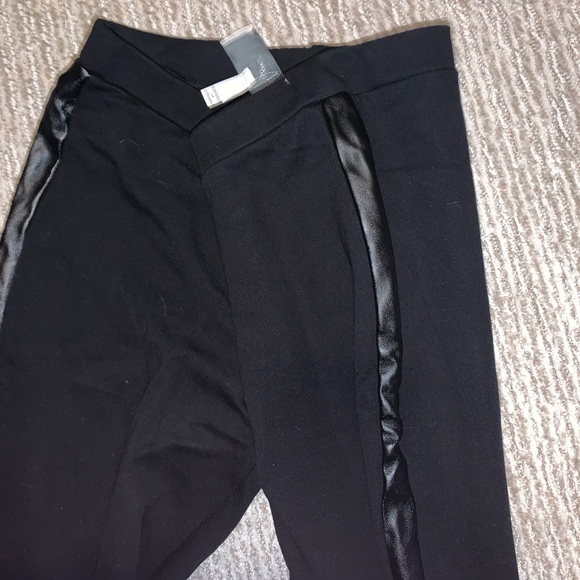 Black XS Joie leggings with leather strip on sides - Picture 3 of 3